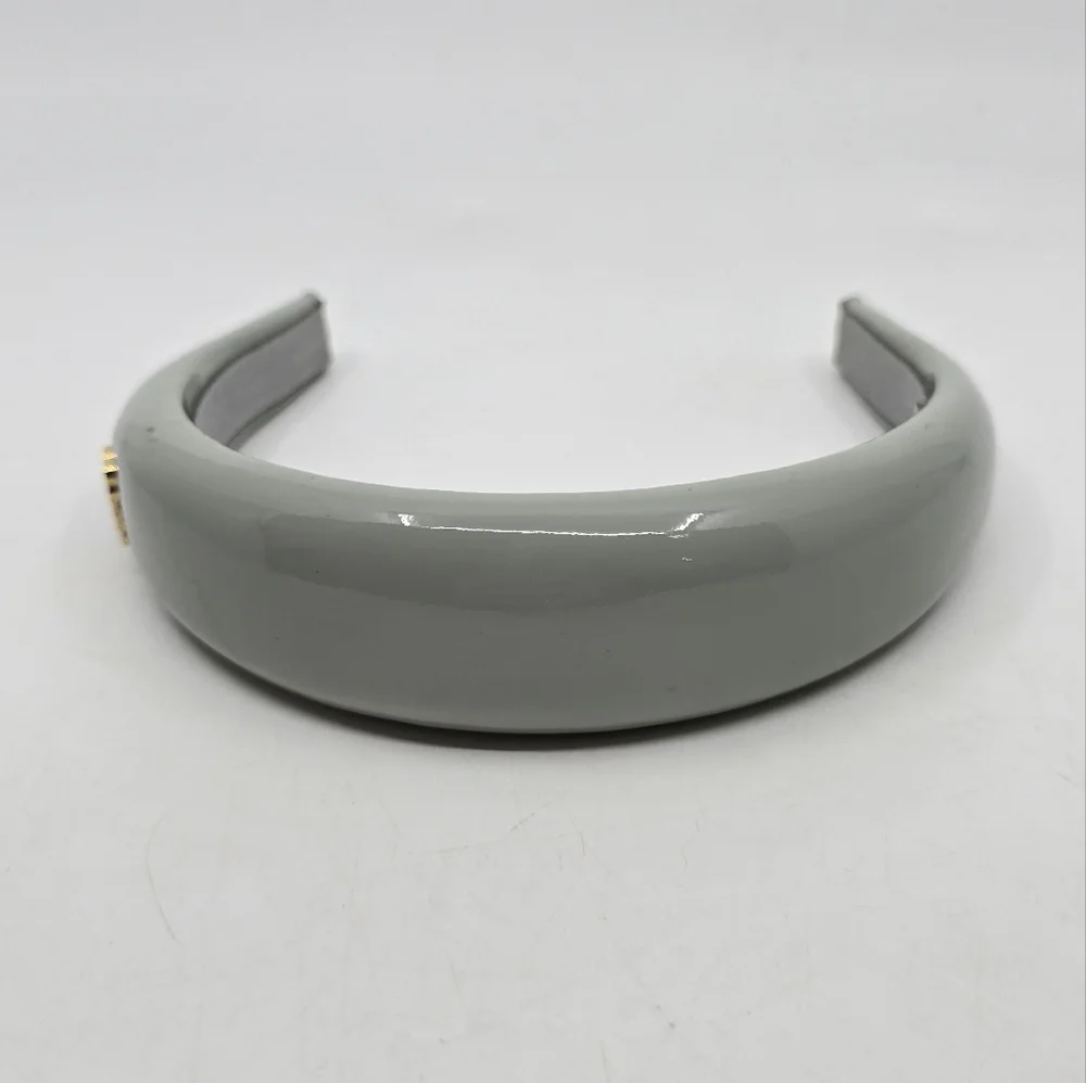 Miu Miu Gray Patent Logo Headband